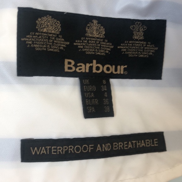 Barbour Trevose Striped women’s waterproof rain jacket white with blue stripes - Picture 2 of 4